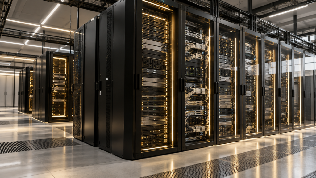 Modern data centre server racks