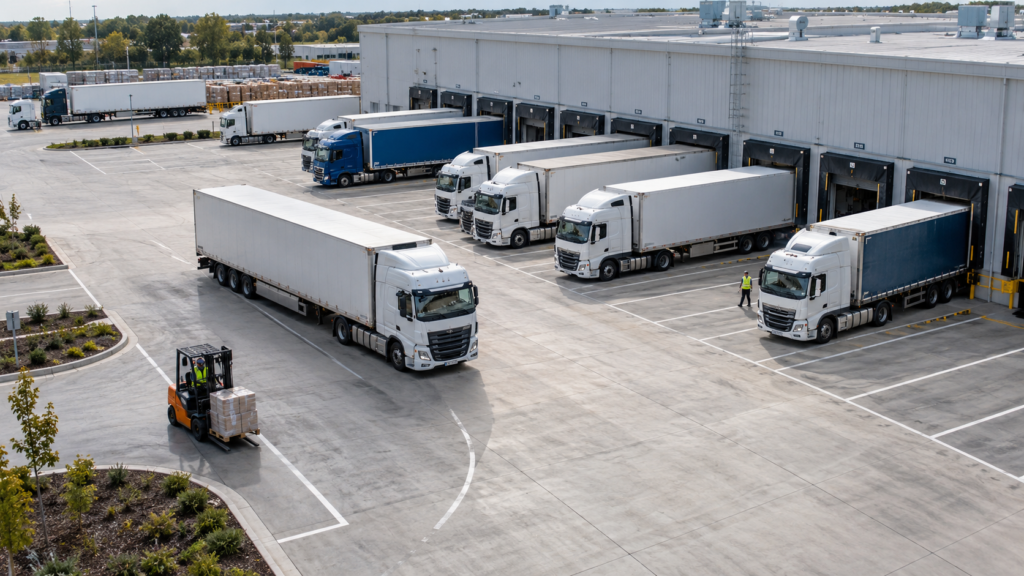 Trucks assigned to marked yard bays