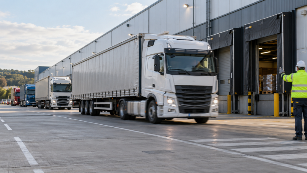 Truck called forward from a warehouse queue