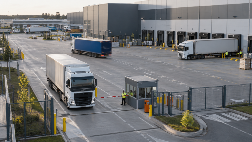Truck movements between yard gates and warehouse docks